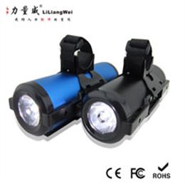 廠家訂制 自行車移動電源 鋁殼移動電源 雙USB輸出 紫光手電筒