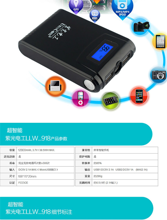 力量威 圣誕帶液晶屏移動(dòng)電源10000毫安